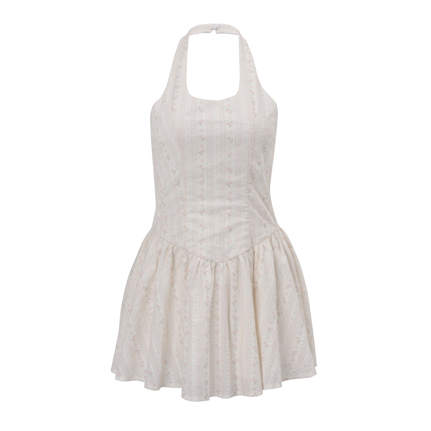 French-style Pure And Seductive Floral Halter Dress For Women