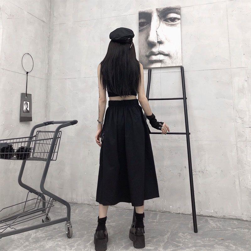 Retro A-line Suit Slimming Mid-length High Waist Skirt Fashion