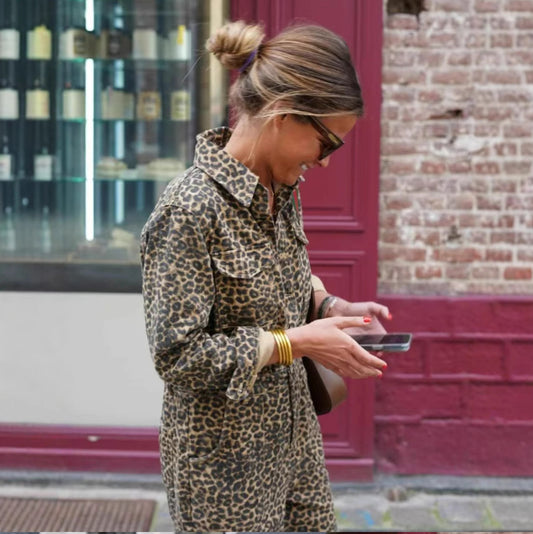 Pajama Set Stylish Preppy Leopard Print New Autumn Arrival