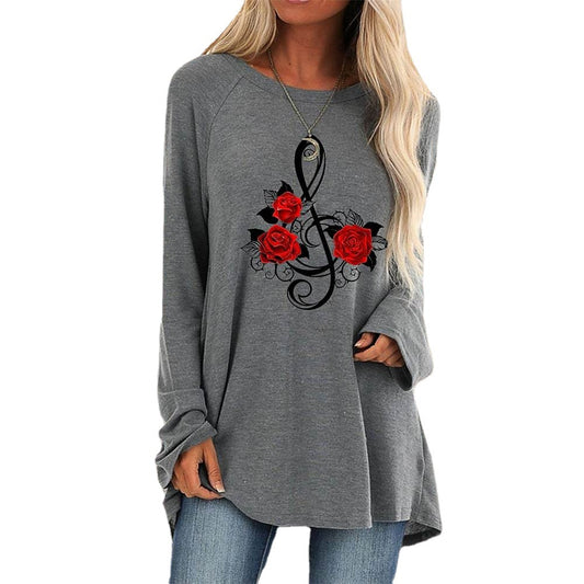 3D Rose Women's T Shirt Round Neck