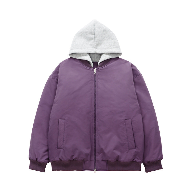 Men's Fake Two-piece Detachable Hooded Jacket