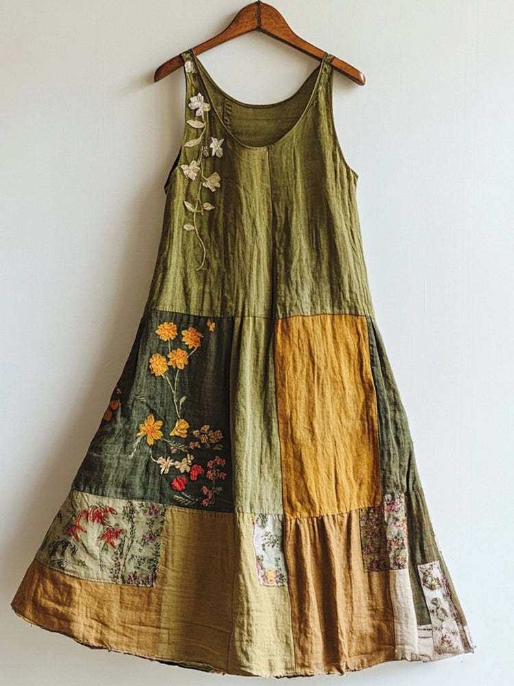 Womens Fashion Sleeveless Crew-Neck 3D Printed Dress