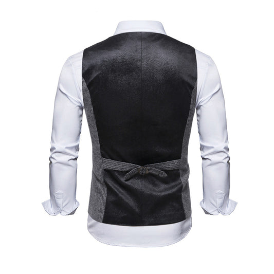 Striped Trim Double Breasted Men's Leisure Vest