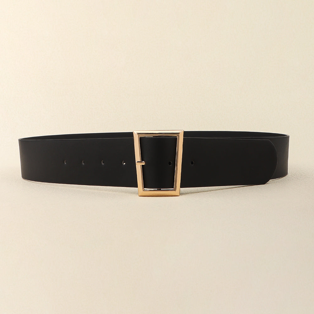New Women's Black Belt Simple Metal Needle Buckle Senior All-in-one Coat Shirt Coat Wide Belt
