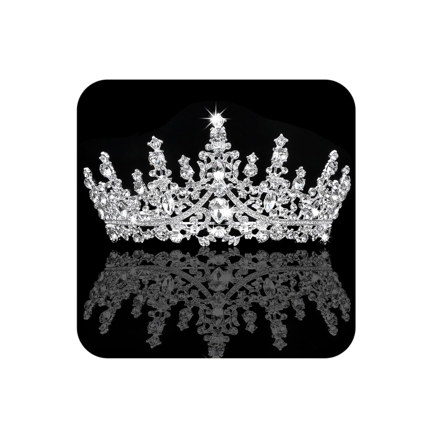 Silver Tiara and Crown for Women Crystal Queen Crowns Rhinestone Princess Tiaras for Girl Bride Wedding Hair Accessories for Bridal Birthday Party Prom Halloween Cos-Play Costume Christmas