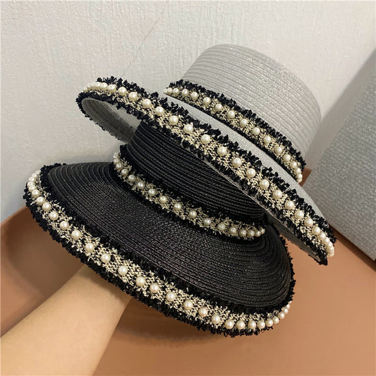 Fringed Pearls Along  Fisherman's Hat With Big Eaves