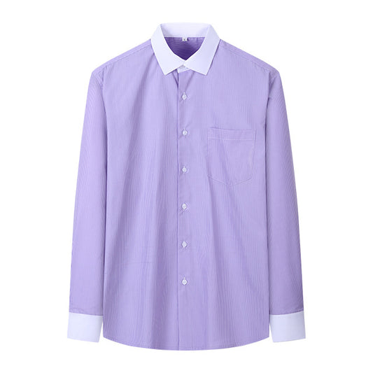 Plus Size Men's Casual American-style Long-sleeved Striped Shirt