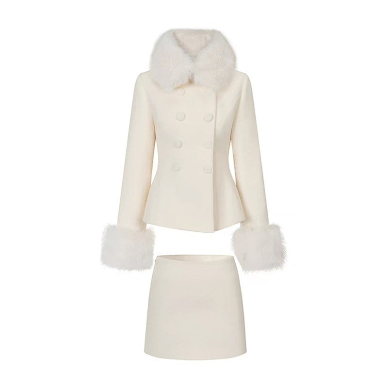 Chic Tweed Two-Piece Set For Socialites Sweet Defined-Waistline Design In The Style For Rich-Daughter Style Looks