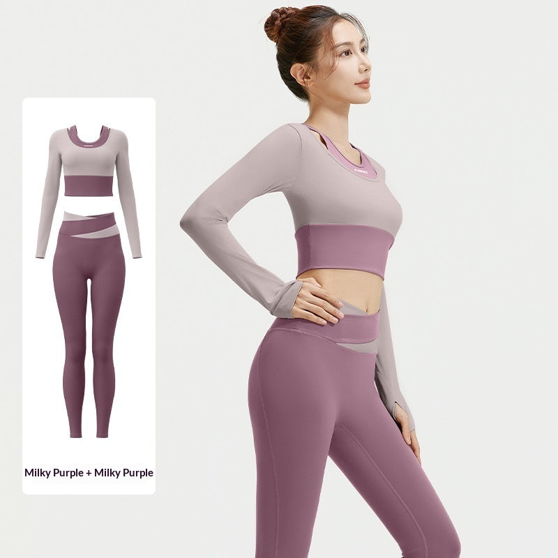 Bra-free Bare-feel Faux Two-piece Yoga Outfit Set