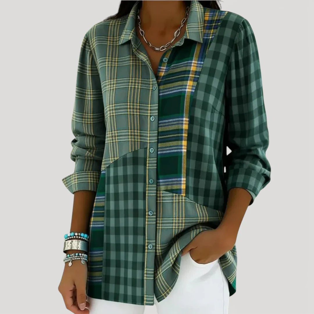 Womens Factory-Custom Long-Sleeve Contrast-Color Shirt