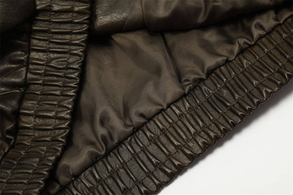 Vintage Distressed PU Leather Jacket Men's High Street