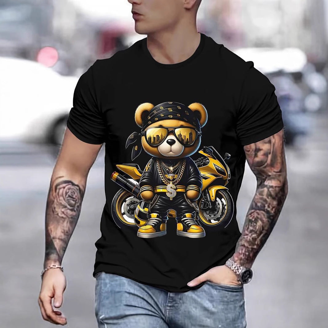 Mens Digital-Print Crew-Neck Short-Sleeve T-Shirt