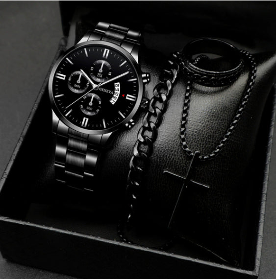 Men's Temperament Business Watch All-match Cross Steel Belt