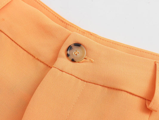 Pleated Suit Pants High Waist Straight Trousers