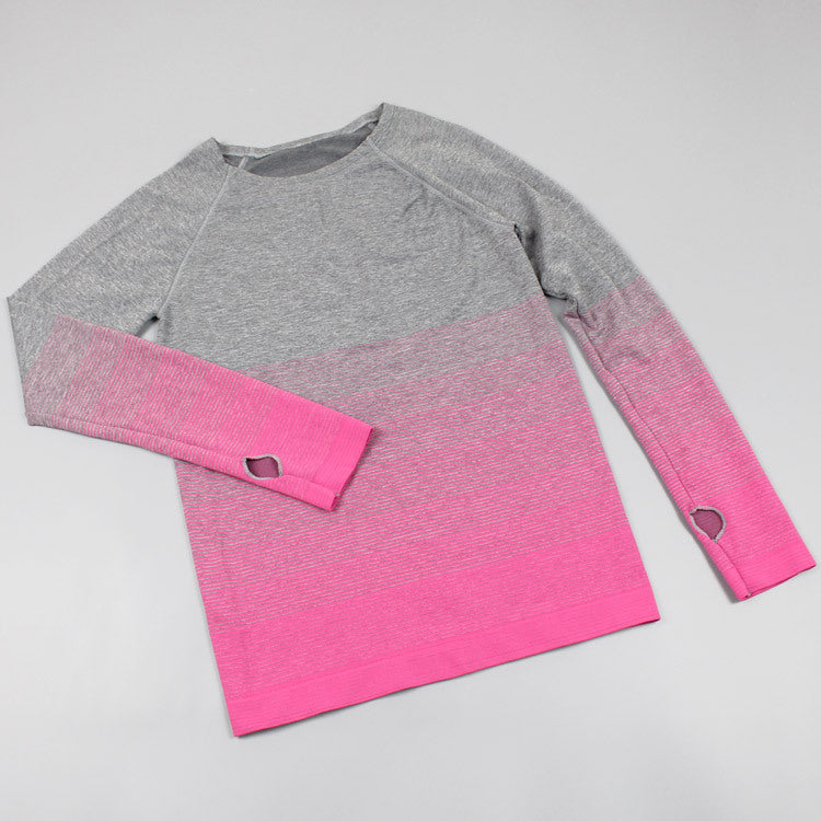 Sports Long Sleeve Women's Gradient Color Sports Top T-shirt Quick-drying