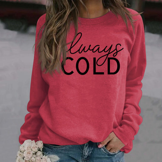 Top Langærmet Altid Kold Trykt Løs Sweatshirt