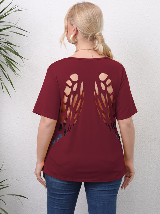 Dame hule englevinger kortærmet t-shirt til fritid