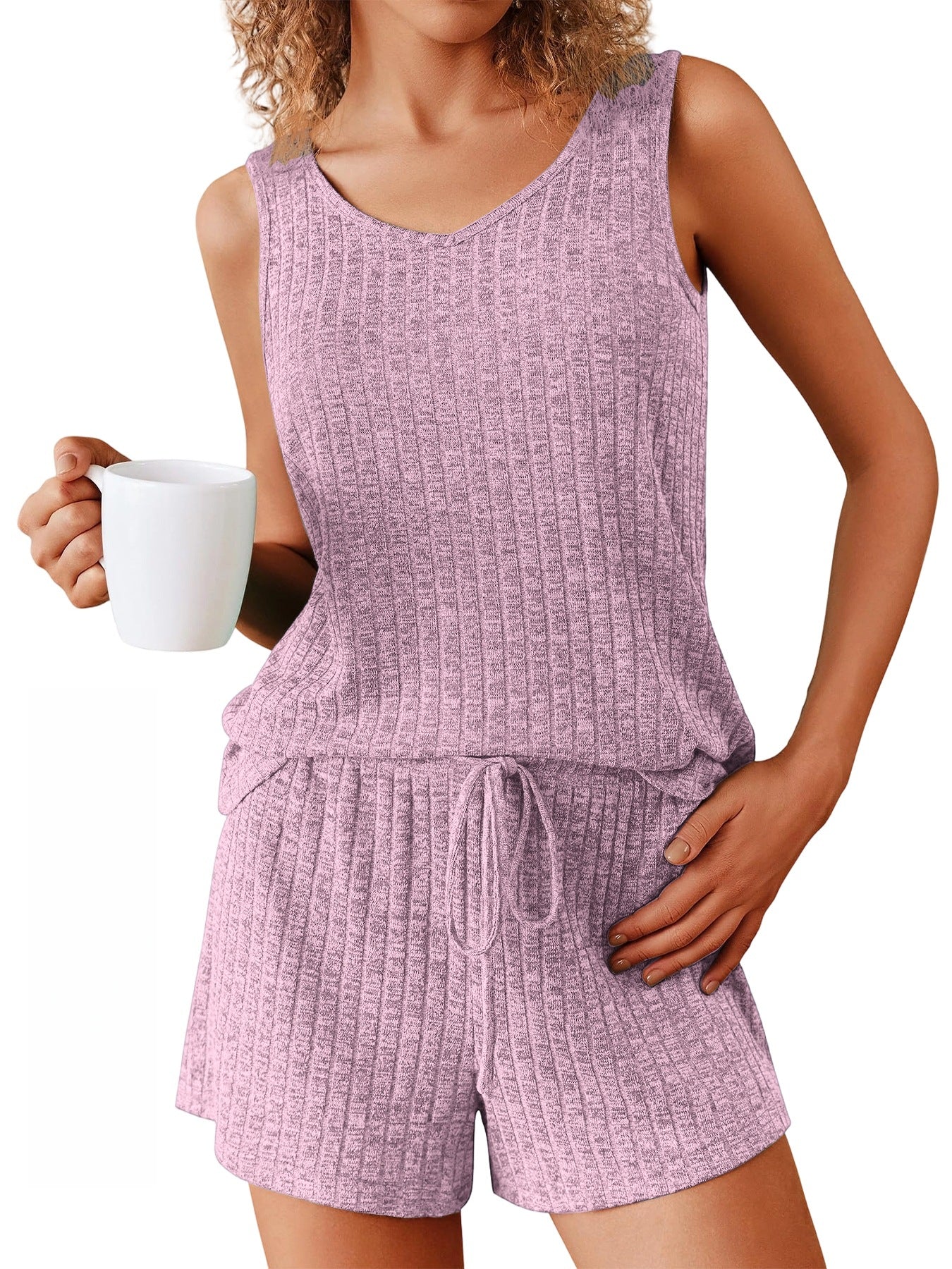 Summer New Solid Color Tank Top And Shorts Casual Fashion