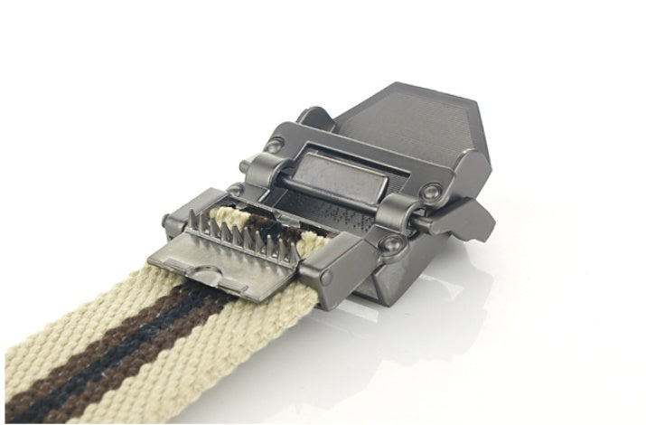 Men's Casual Tiger Head Automatic Buckle Canvas Belt