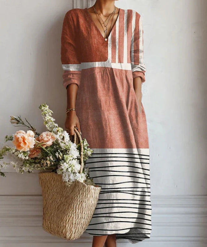 Lady's Linen Long-sleeved Dress