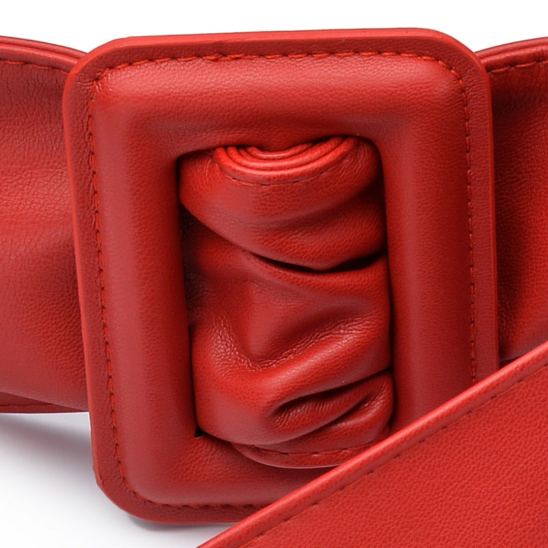 Women's Soft Wide Girdle Decorative Belt Leather Bag Buckle Skirt