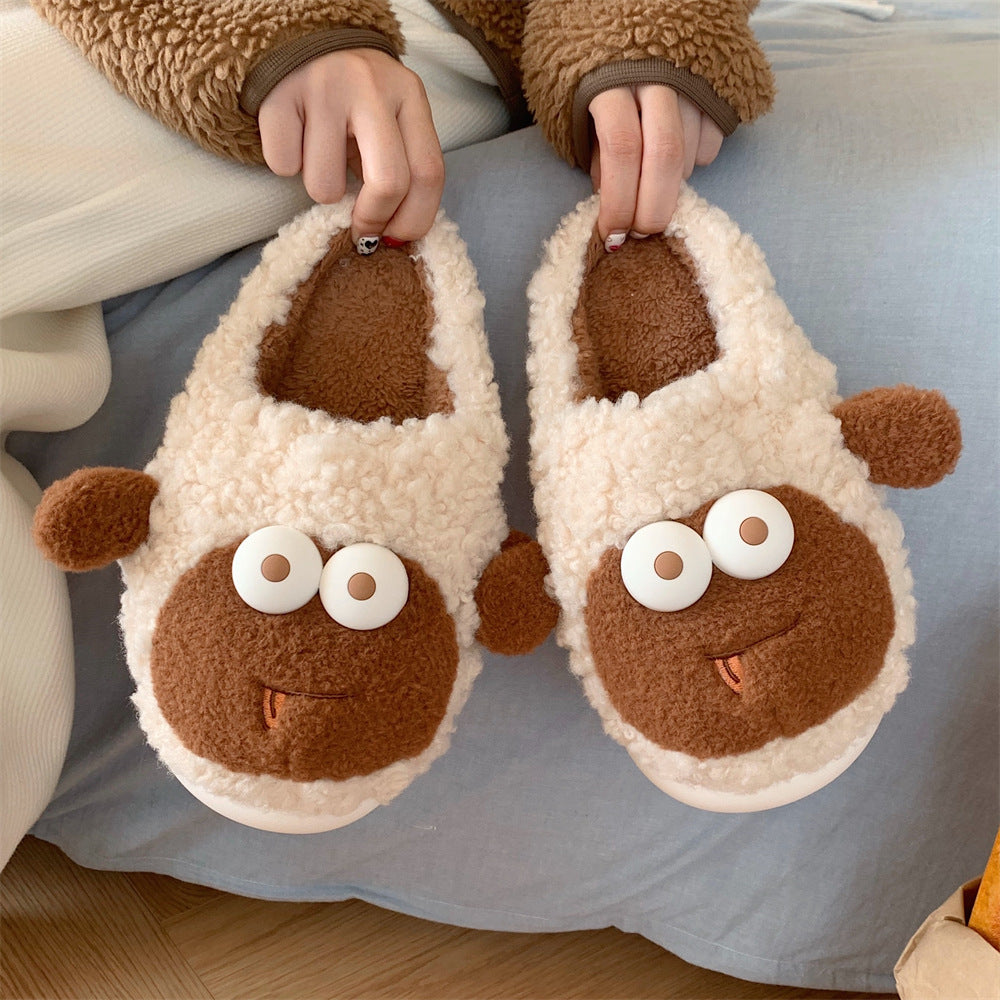 Cute Big Eyes Sheep Home Warm Cotton Slippers Winter