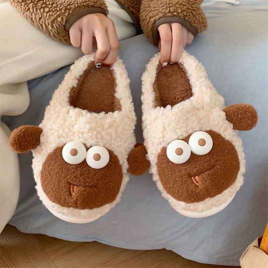 Cute Big Eyes Sheep Home Warm Cotton Slippers Winter