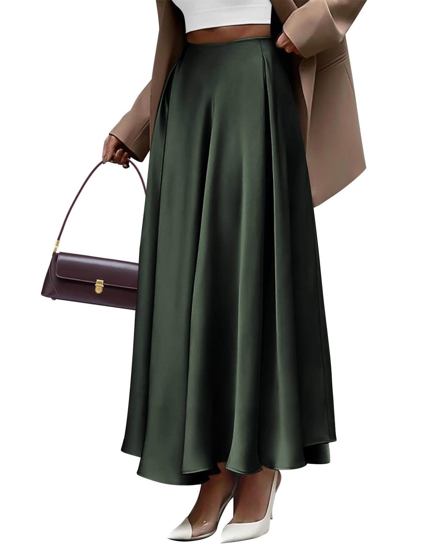 Solid Color High Waist Long Skirt Elegant Plus Size Skirt Women