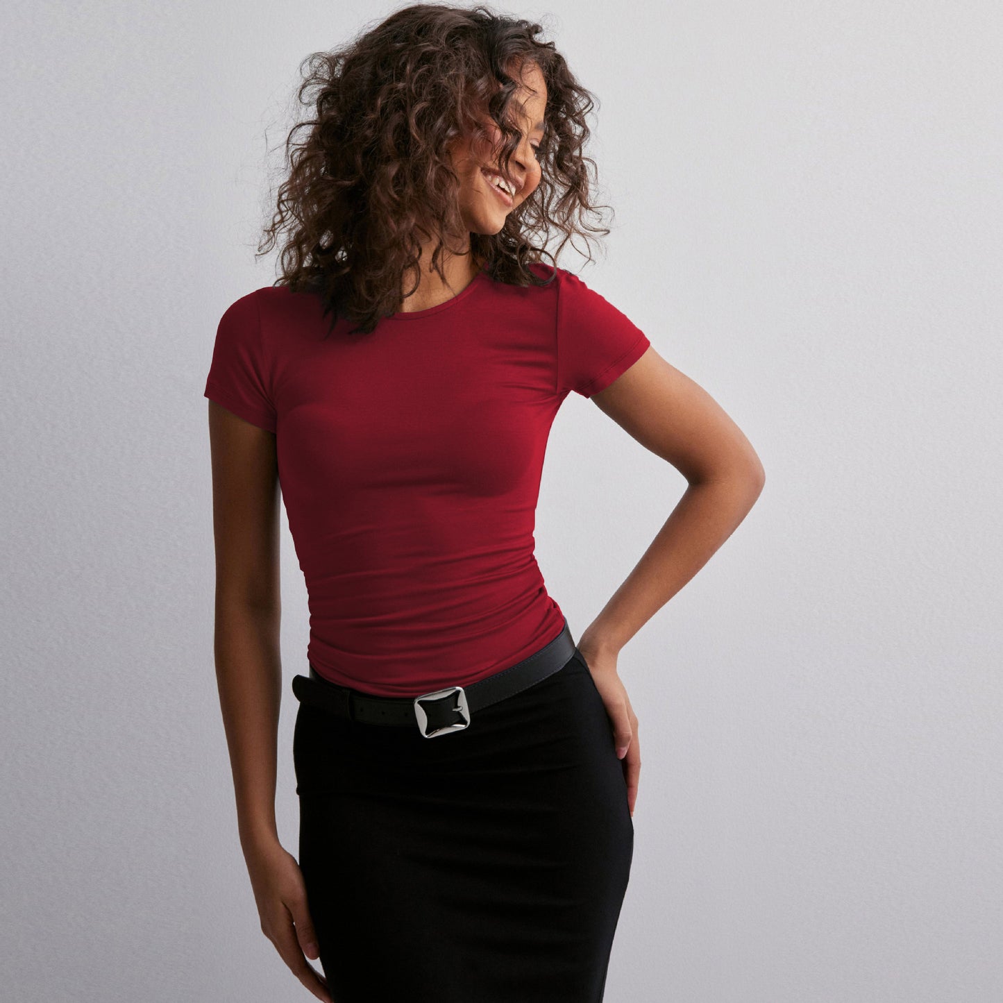 Women's Spring And Summer Solid Color Top Slim Slimming Short-sleeved T-shirt