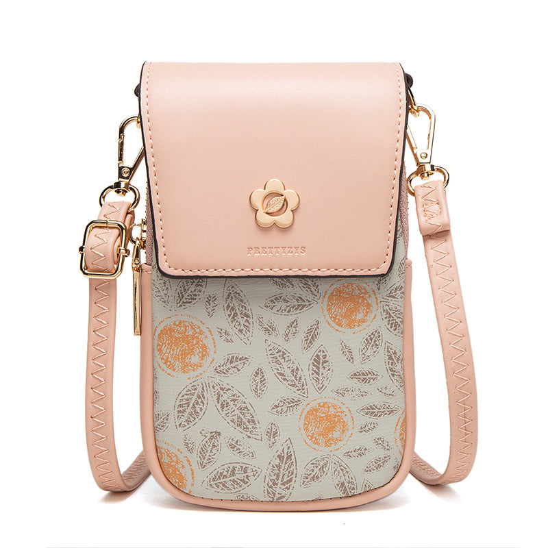Women's Korean Style PU Printed Zipper Buckle Crossbody Bag