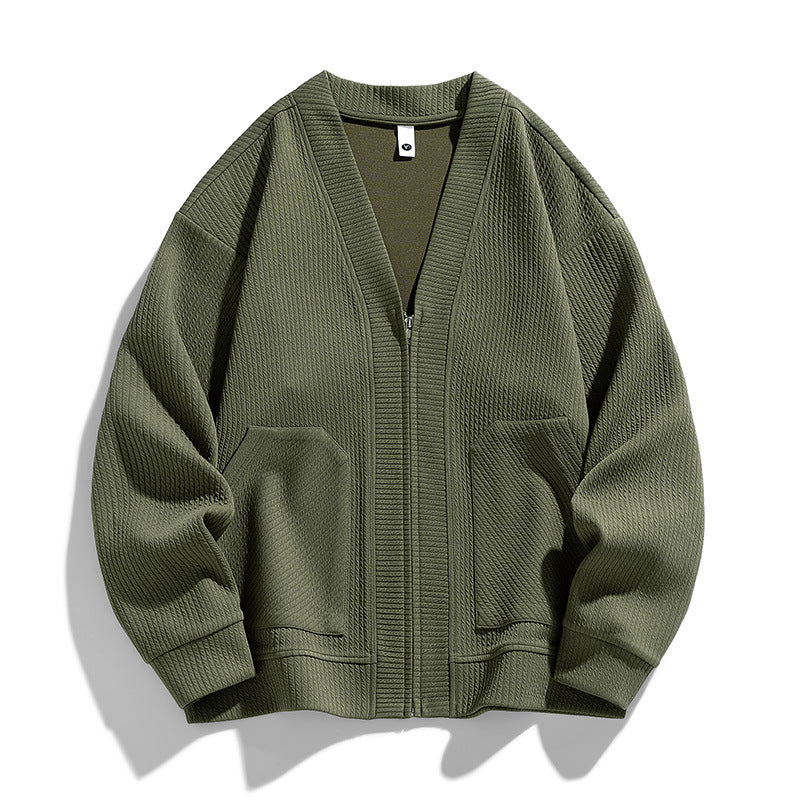 Business Casual Knitted Men's Solid Color Plus-sized Plus-sized Jacket
