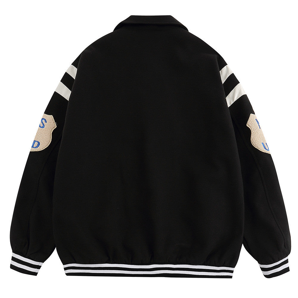 Towel Embroidered Lapel Jacket Baseball Men's Coat