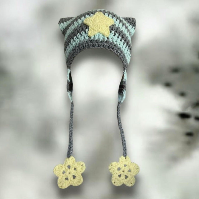 Hand Knitted Striped Woolen Cap