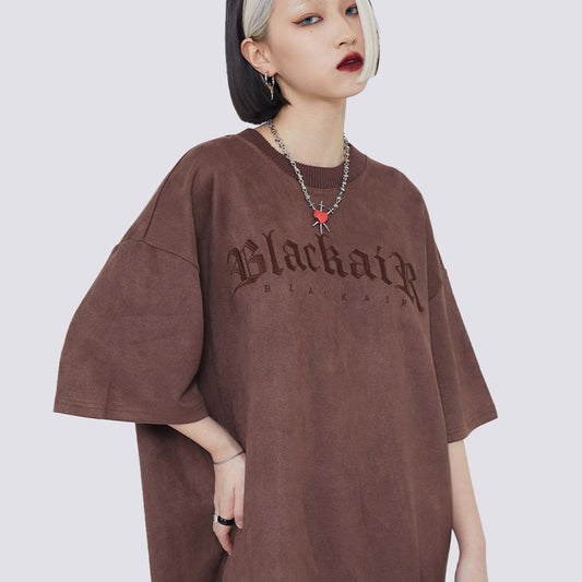 Suede American Street Men's Embroidered Letter Short Sleeve T-shirt