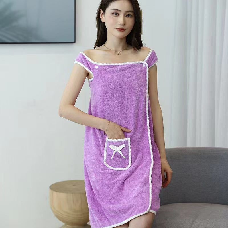Wholesale Wearable Bath Towels Suspenders Coral Fleece Bath Skirt