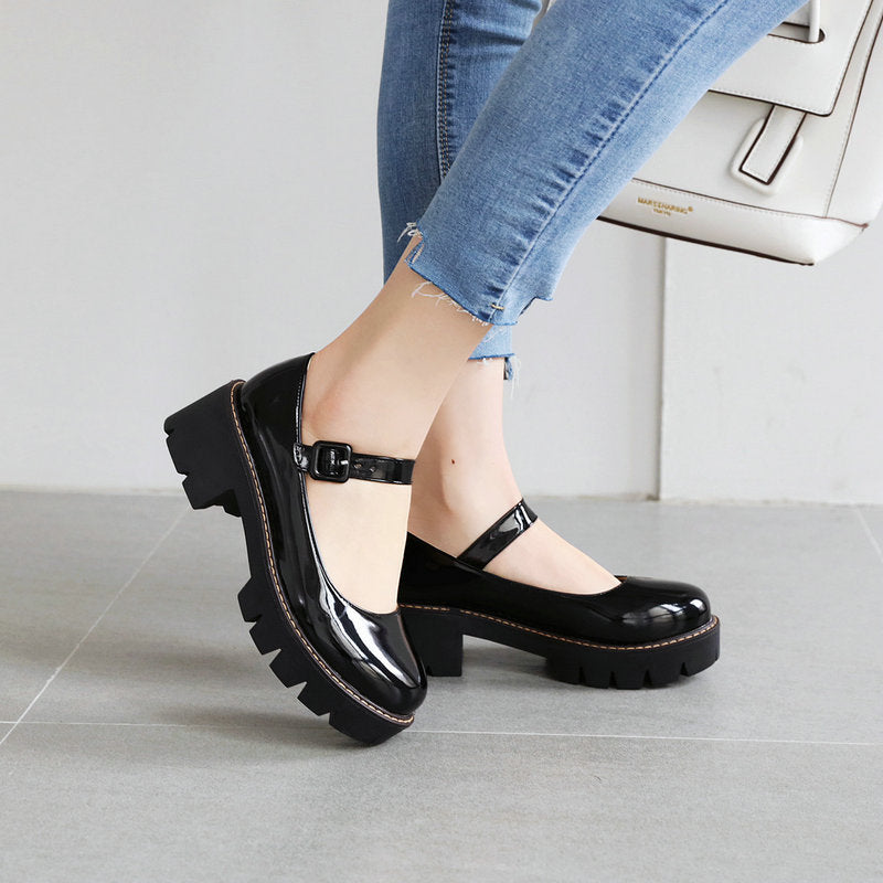 Thick Bottom Mary Jane Women's Strap Shoes