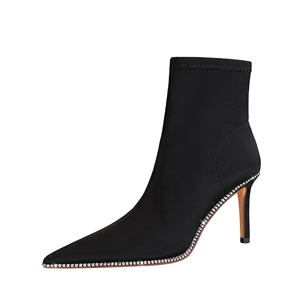 Women's Fashion Slim Stiletto Shallow Pointed Toe Ankle Boots