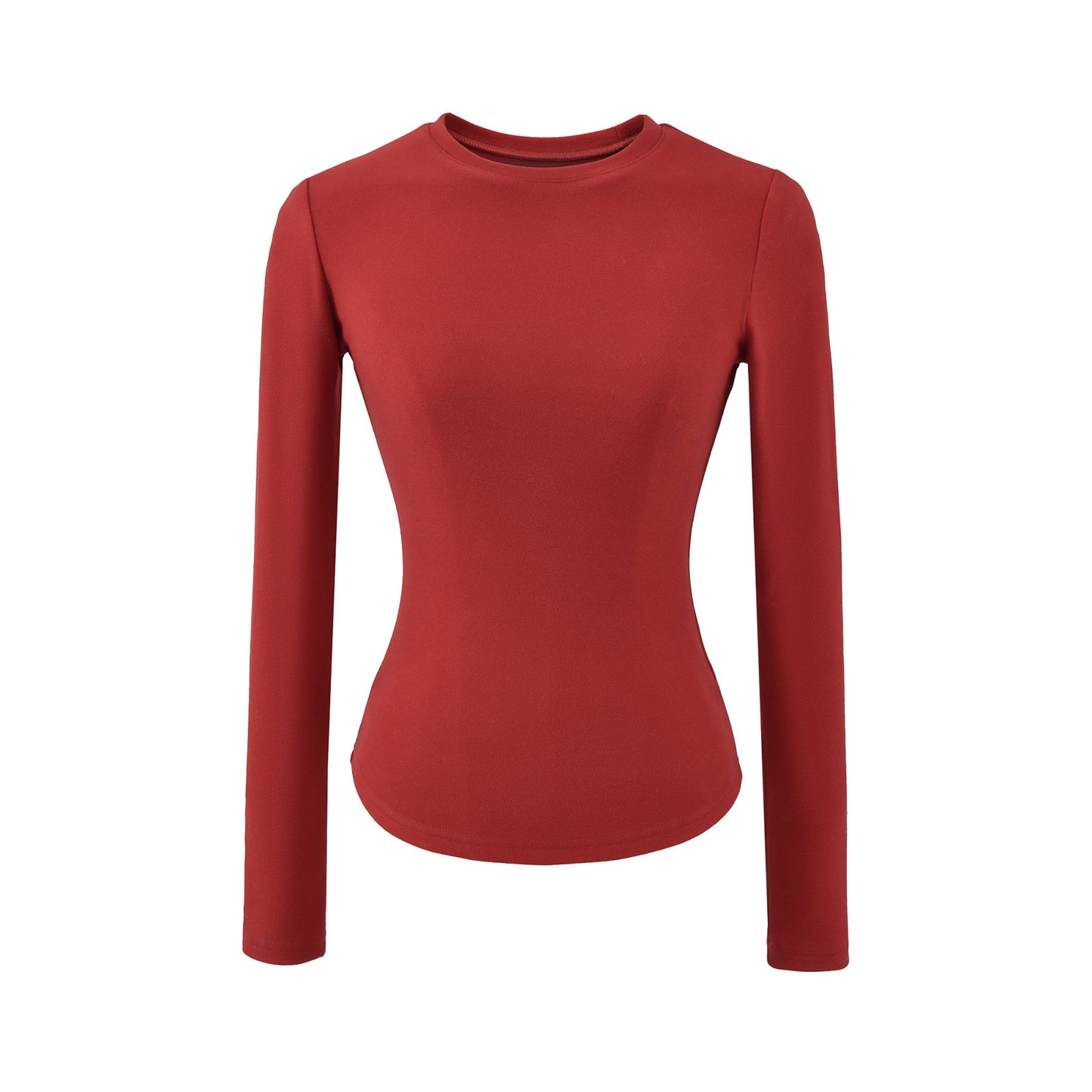 Double-sided Brushed Waist-cinching Warm Long-sleeve T-shirt