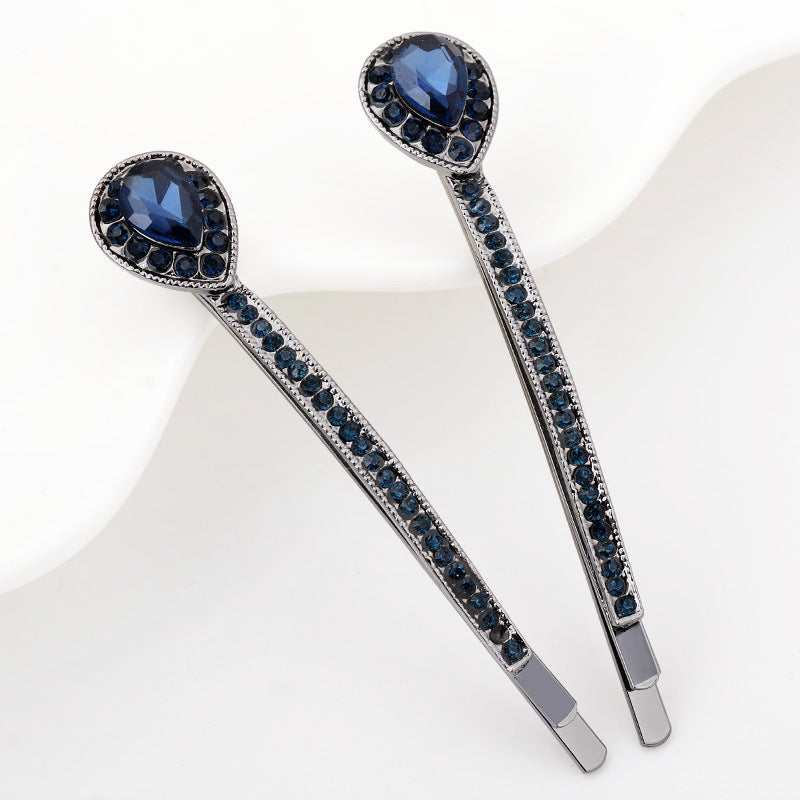 Water Drop Diamond Hair Accessories Simple Temperament Pure Color Barrettes