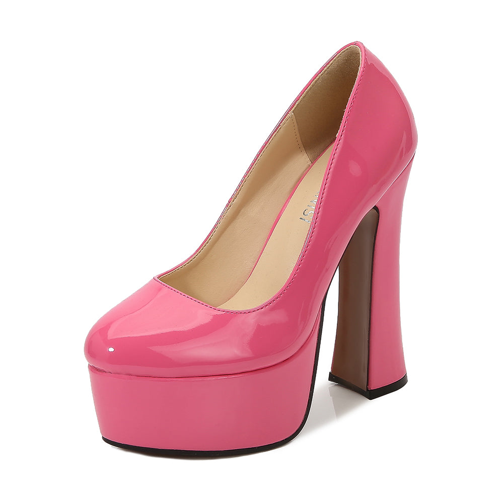 14cm Round Head Thick Heel Houndstooth Not Tired Feet High Heels
