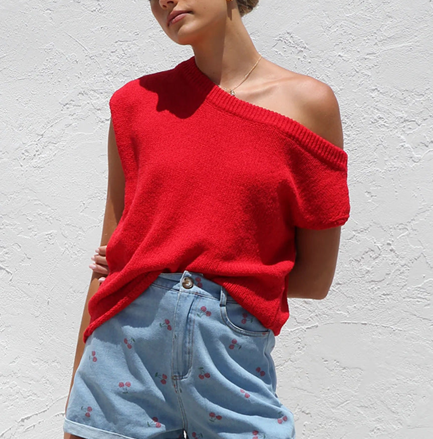 Strikket Y2k Sommerstrik Bluse Pullover Top