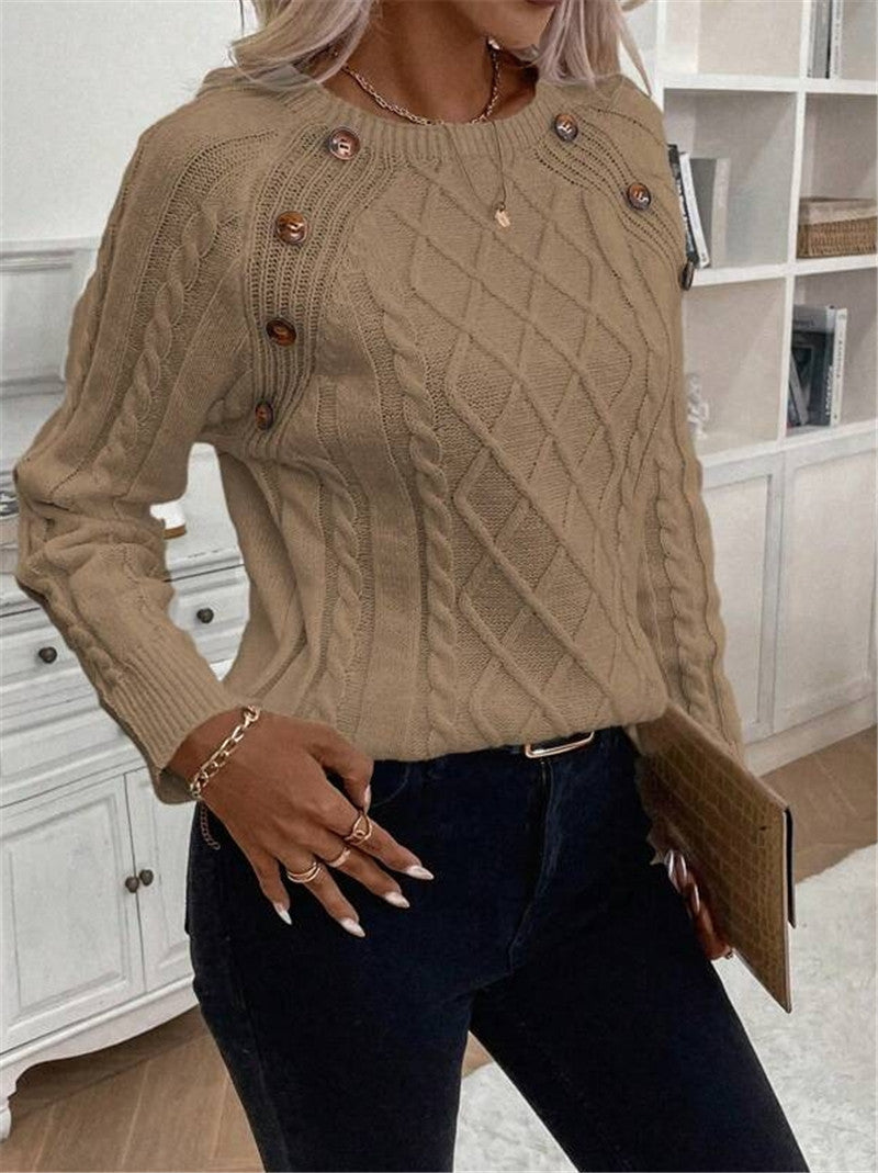 Twisted Pullover Strikket Rundhalset Sweater