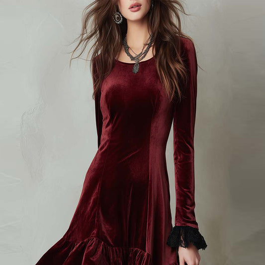 Womens Fashion Patchwork Lace Dress