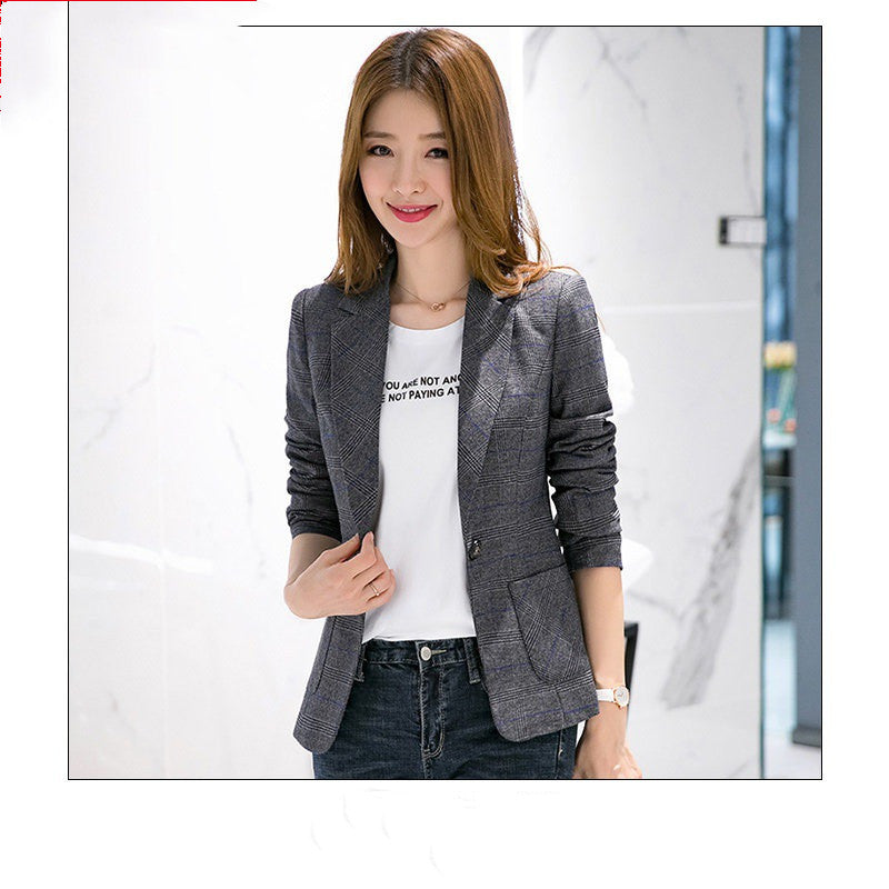 Casual Waist Short Slim Plaid Suit