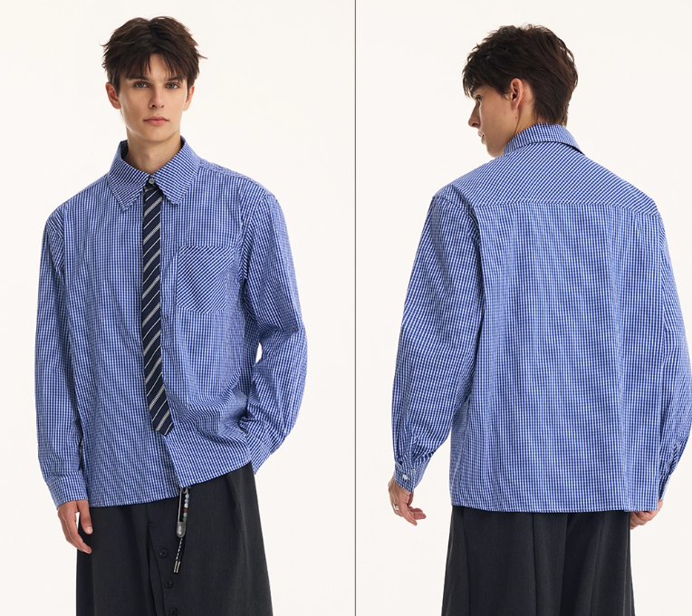 Fake Two-piece Tie High Quality Long Sleeve Shirt Men's Autumn