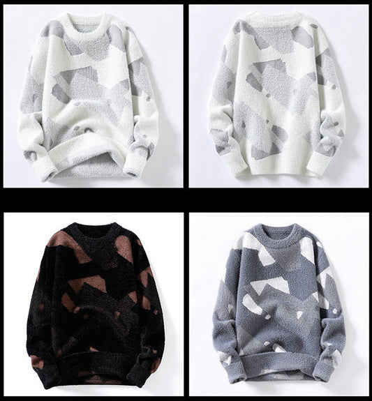 Asian Bay Anti-mink Sweater Strikket Trøje Slank Herre Top Basistrøje Fil