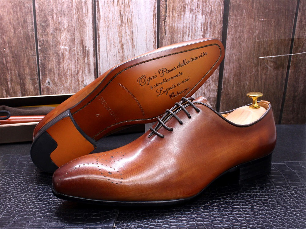 Hand-painted Leather Men's Shoes Pointed Toe Business
