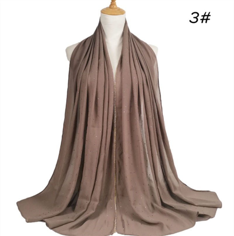 Summer Chiffon 70X180cm Pearl Beaded Scarf