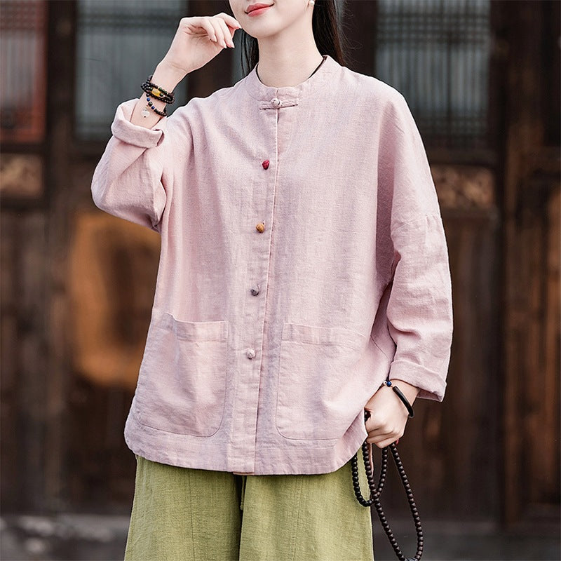 Retro Chinese-style Women's Blouse For Spring And Autumn