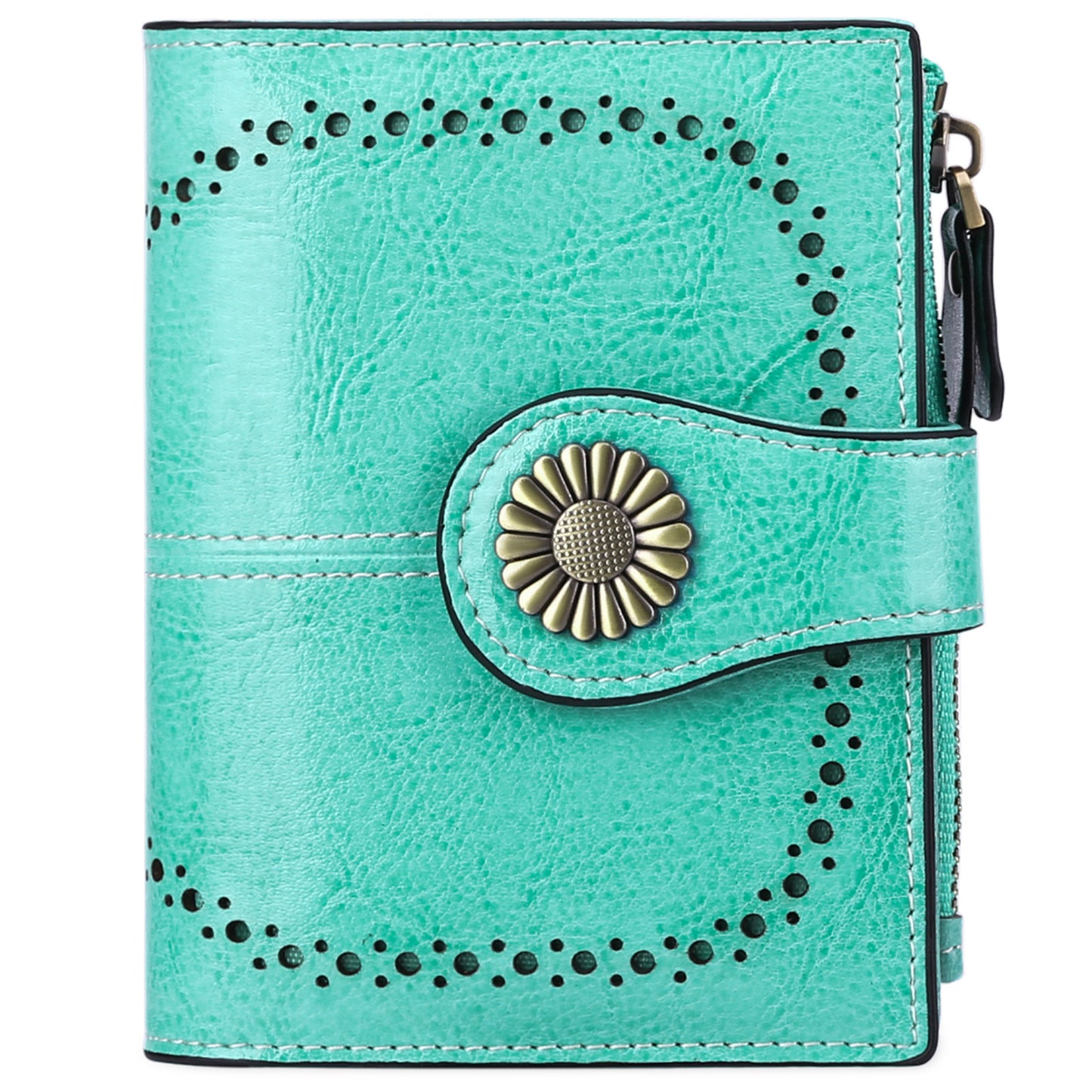 Wallet Women's Short Oil Wax Leather Zipper Card Holder